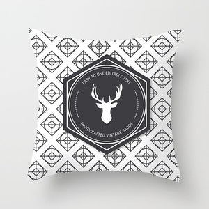 Christmas Day Cushion Cover Santa Deer Tree Soft Throw Pillows Cover Home Sofa Bedroom Black Decorative Pillow Case