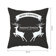 Load image into Gallery viewer, Christmas Day Cushion Cover Santa Deer Tree Soft Throw Pillows Cover Home Sofa Bedroom Black Decorative Pillow Case