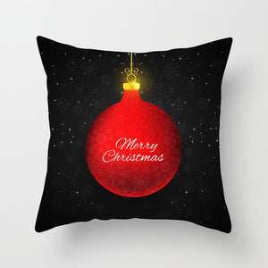 Christmas Day Cushion Cover Santa Deer Tree Soft Throw Pillows Cover Home Sofa Bedroom Black Decorative Pillow Case