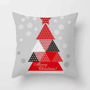 Christmas Day Cushion Cover Santa Deer Tree Soft Throw Pillows Cover Home Sofa Bedroom Black Decorative Pillow Case