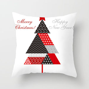 Christmas Day Cushion Cover Santa Deer Tree Soft Throw Pillows Cover Home Sofa Bedroom Black Decorative Pillow Case