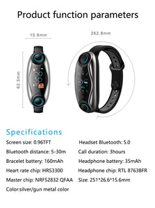 LUXISE Smart Watch Earbud Double Bluetooth Smartwatch Bracelet Men Women