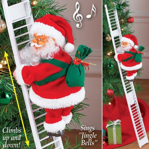 Güzel Müzik Noel Noel Baba Elektrikli Tırmanma Merdiveni Asılı Dekorasyon Noel Ağacı Süsler Komik Yeni Yıl Çocuk Hediyeleri