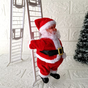 Lovely Music Christmas Santa Claus Electric Climb Ladder Hanging Decoration Christmas Tree Ornaments Funny New Year Kids Gifts