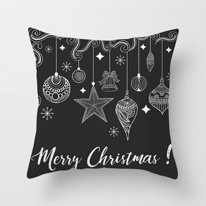 Christmas Day Cushion Cover Santa Deer Tree Soft Throw Pillows Cover Home Sofa Bedroom Black Decorative Pillow Case
