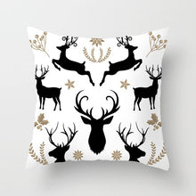 Load image into Gallery viewer, Christmas Day Cushion Cover Santa Deer Tree Soft Throw Pillows Cover Home Sofa Bedroom Black Decorative Pillow Case