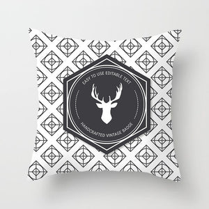 Christmas Day Cushion Cover Santa Deer Tree Soft Throw Pillows Cover Home Sofa Bedroom Black Decorative Pillow Case