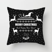 Load image into Gallery viewer, Christmas Day Cushion Cover Santa Deer Tree Soft Throw Pillows Cover Home Sofa Bedroom Black Decorative Pillow Case