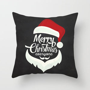 Christmas Day Cushion Cover Santa Deer Tree Soft Throw Pillows Cover Home Sofa Bedroom Black Decorative Pillow Case