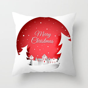 Christmas Day Cushion Cover Santa Deer Tree Soft Throw Pillows Cover Home Sofa Bedroom Black Decorative Pillow Case